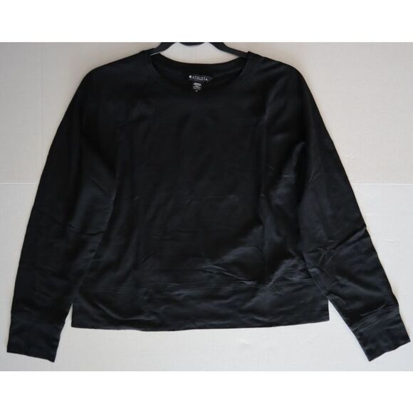 Athleta 624104-00 Women's Sz Medium Black Long Sleeve Classic Slub Top - Picture 9 of 10